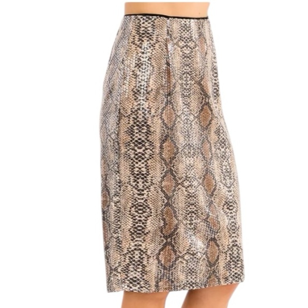 Snake Python Midi Pencil Skirt with Stretch
